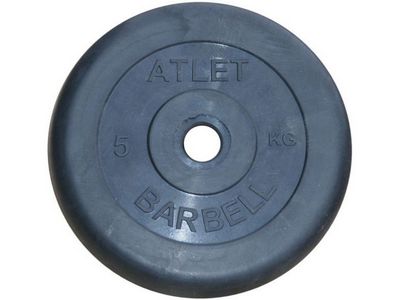 Диск обрезиненный Atlet чёрного цвета 26 мм 5 кг